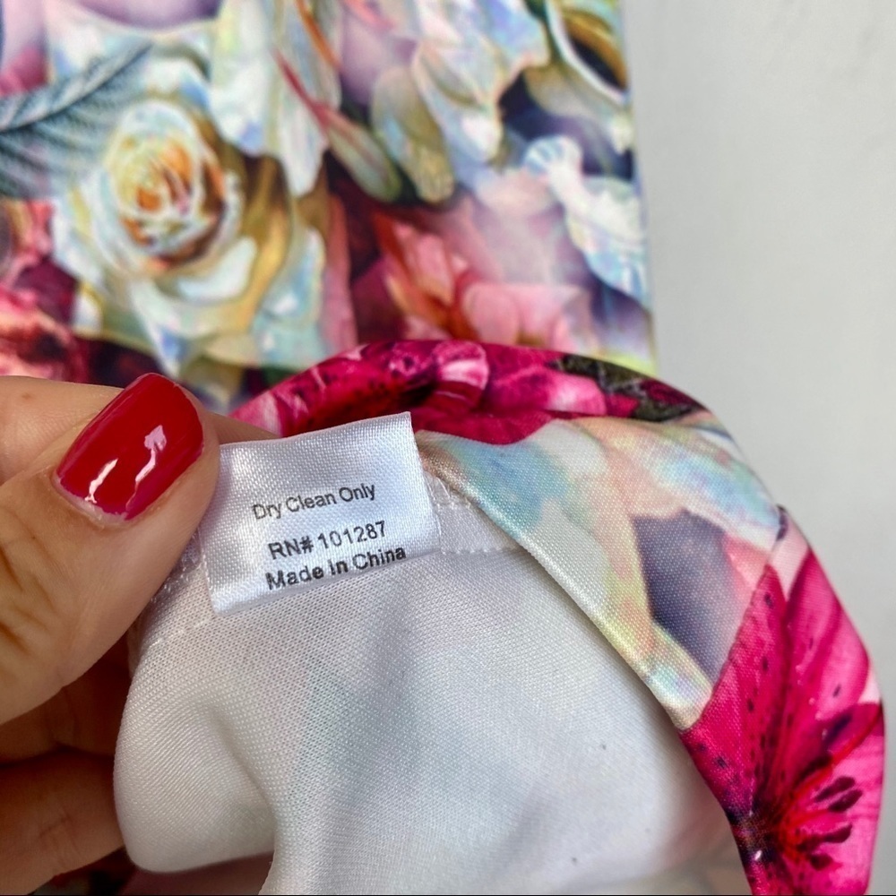 Alexia Admor Pink Rose & Sunflower Neoprene Sheath Dress | Floral Scuba Dress - Picture 7 of 10